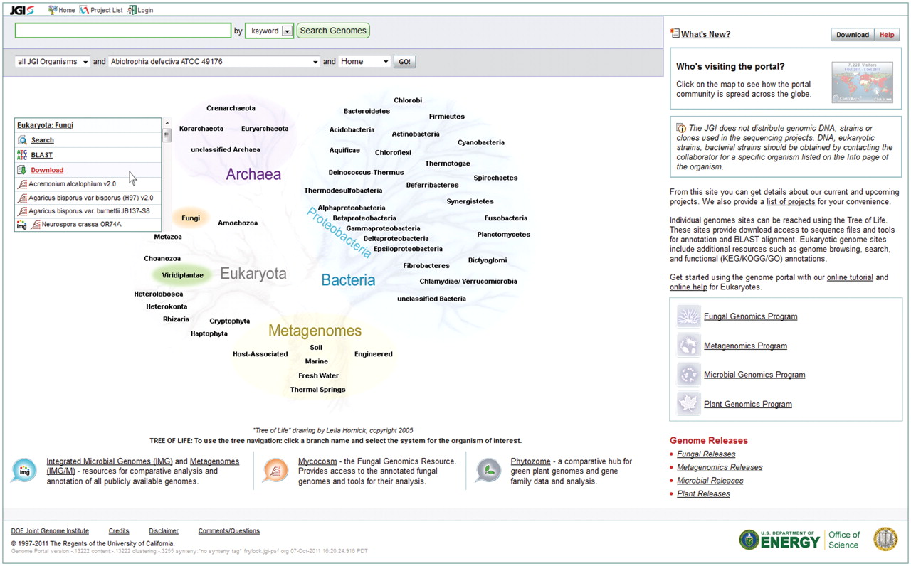 Click to enlarge Genome Portal Landing Page